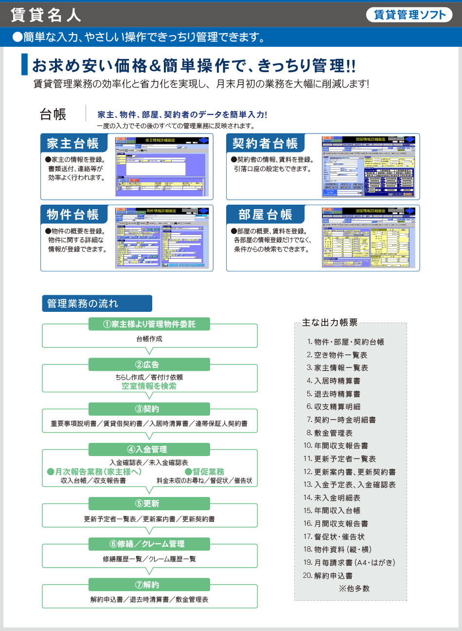 賃貸管理システム「賃貸名人」